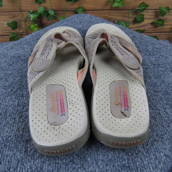 Skechers Reggae Adore You Taupe Mesh Coral Strap Sandals Women's 10 Comfort - Picture 4 of 7